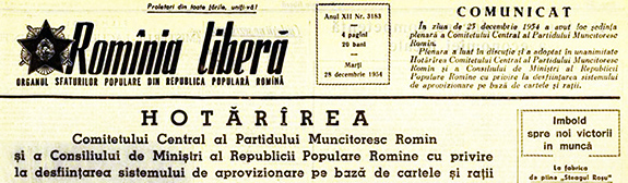 1954 Desfiinţarea Cartelelor şi Raţiilor
