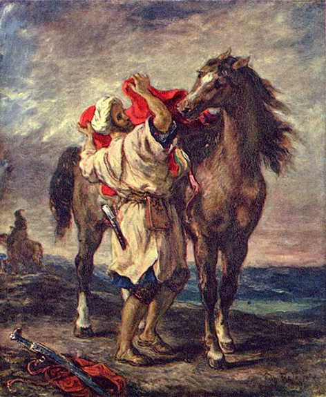 8 Marocan înșeuând calul Moroccan Saddles His Horse, 1855