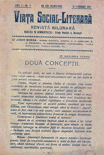 Viața Social-Literară 1921 Viața Social-literară