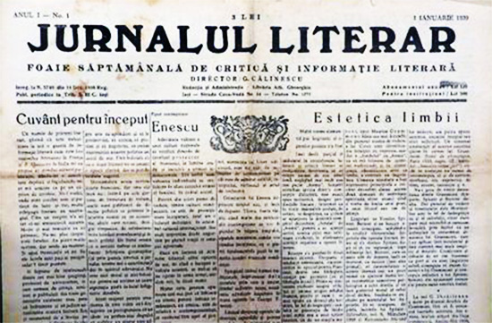 1939 Primul Număr Jurnalul Literar