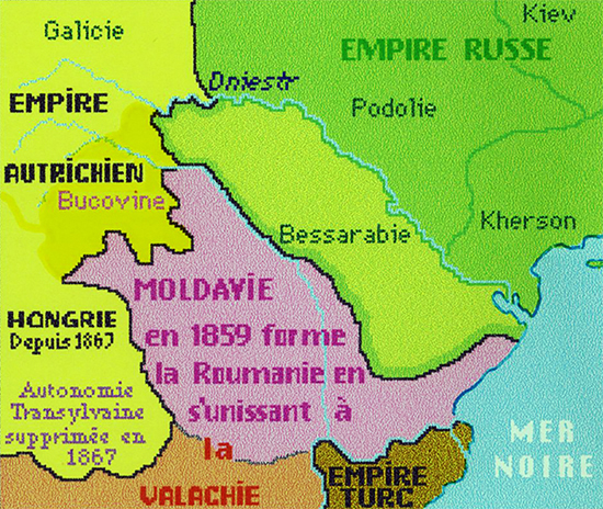 1857 Harta Moldovei Cu Județele Cahul, Bolgrad și Chilia