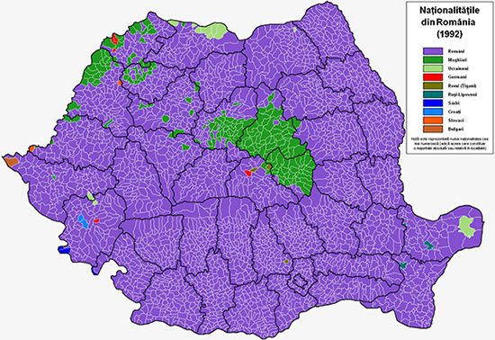 1992 Recensământul Populației, Harta Etnică