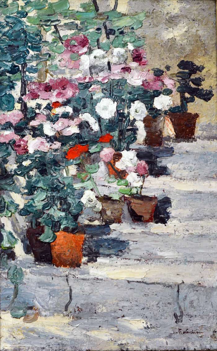 Flowers on stairs