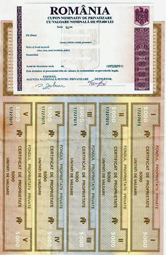 1995 Certificat De Privatizare