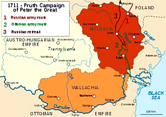 1711 Harta Campaniei De La Prut