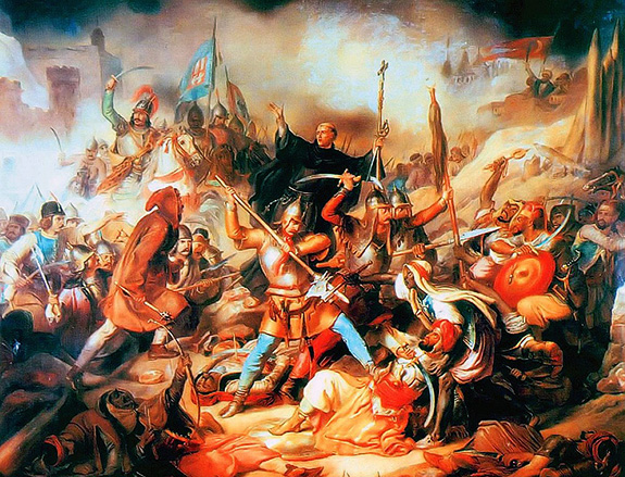 1456 Bătălia De La Belgrad, Pictură Maghiară Din Secolul Xix. În Mijloc Se Află Giovanni Da Capistrano Ridicând Crucea