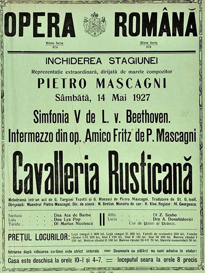 1927 – Pietro Mascagni la Opera Națională