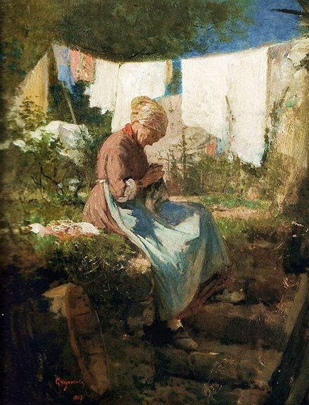 B2 Bătrână cârpind, 1867