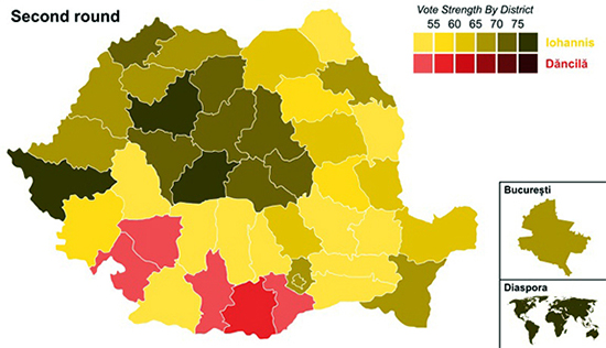 2019 Harta turului II al alegerilor prezidențiale