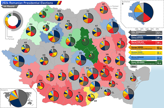 2024 Harta turului I al alegerilor prezidențiale, anulat