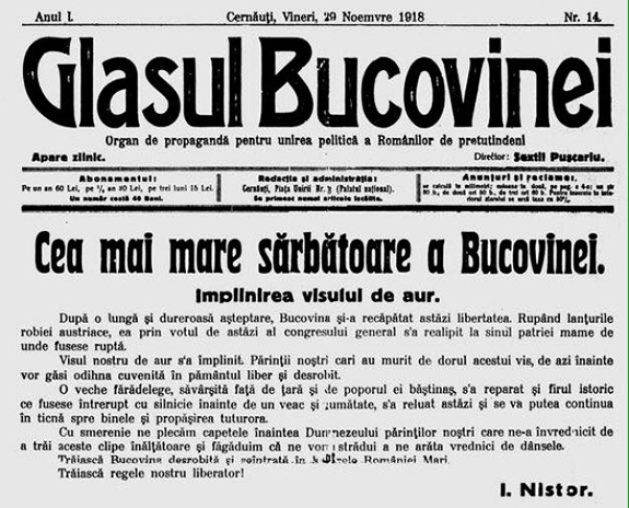 1918c Unirea Bucovinei