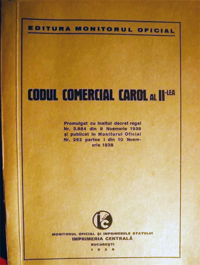 1938 Codul Comercial Carol Al Ii-lea
