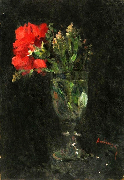 Red Carnation in a Glass