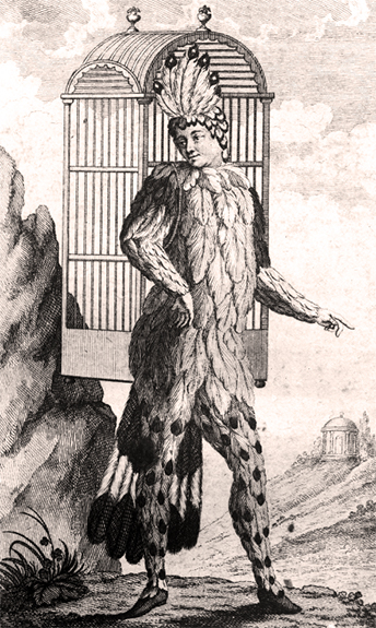 (3) Emanuel Schikaneder, libretistul operei, în rolul Papageno librettist of Die Zauberflöte, shown performing in the role of Papageno